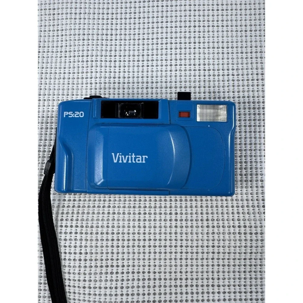 (B-2) Vivitar PS20 Point And Shoot 35mm Film Camera Blue Powers On Untested